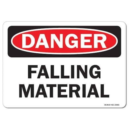 Signmission OSHA Danger Decal, Falling Material, 18in X 12in Decal, 12" H, 18" W, Landscape, Falling Material OS-DS-D-1218-L-19361